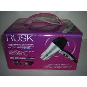  RUSK PROFESSIONAL CERAMIC HAIRDRYER & TRAIN CASE WITH FREE 