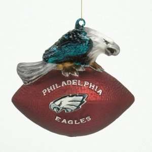 Philadelphia Eagles NFL Glass Mascot Football Ornament (6):  