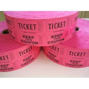  3 Rolls Hot Pink 50 50 Raffle Tickets