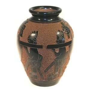 Procession Relief Carved Vase ~ 6.5 Inch 