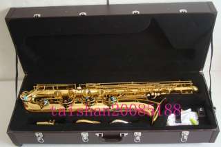 AAA Gold Eb Baritone Sax Saxohone high F# wi hard case  