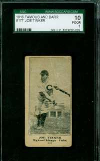 1916 M101 4 Famous Barr Joe Tinker Chicago Cubs SGC 10  
