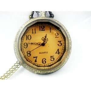  Big Size Brown Pocket Watch Steampunk Necklace with a 