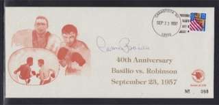   BASILIO and ROBINSON, signed in blue CARMEN BASILIO. Numbered No 098