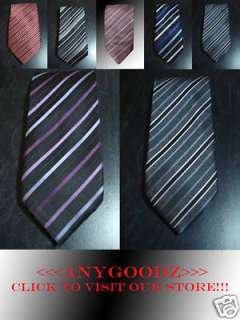 Hand Made 100% Silk Grey Striped Mens Tie necktie  