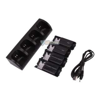 Light Charger Dock + 4 x Battery for Wii Remote Black  