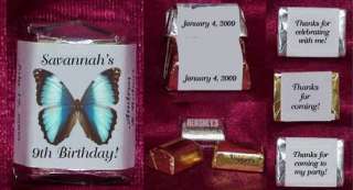 BIRTHDAY BUTTERFLIES Candy Wrappers Personalized Party Favors 
