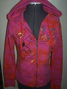 WOMEN/JRS ROXY FLORAL SUNSET PINK ZIP UP HOODIE NEW  