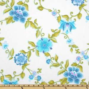 48 Wide Stretch Cotton Poplin Antique Floral White Fabric By The 