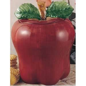 Country Red Apple Ceramic Cookie Jar:  Kitchen & Dining