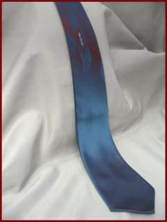 VINTAGE WEMLON MENS SKINNY TIE IRIDESCENT BLUE & RED ELEGANT  