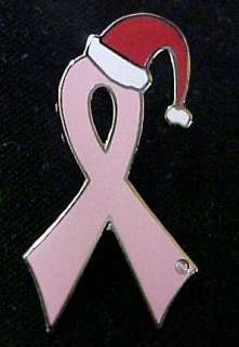 Santa Hat Breast Cancer Awareness Pink Ribbon Pin New  