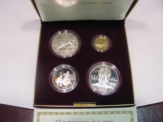 1995 Atlanta Olympic Gold Silver and Half Proof Dollars 4 Coin 
