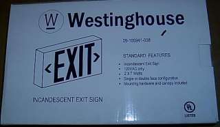 WESTINGHOUSE Green Red EXIT SIGN SIGNS 2 SIDED NEW NIB  