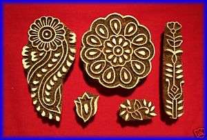 HENNA TATTOO STAMPS WOODEN BLOCKS FLORAL MODEL INDIA  