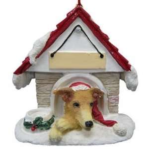  Tan Greyhound in Doghouse Christmas Ornament: Home 