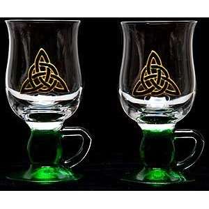  Celtic Glass Designs Set of 2 Hand Painted Irish Coffee 