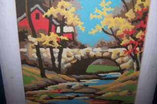 Vintage Framed Stone Bridge in the Fall Paint by Number Picture  