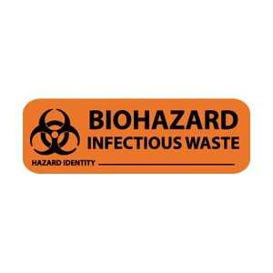 WOL6  Labels, Biohazard Infectious Waste, 1 X 3, Pressure Sensitive 