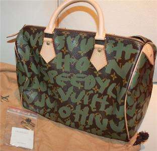 NEW Louis Vuitton Stephen Sprouse Green Graffiti Speedy 30 Handbag 