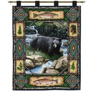  Black Bear Lodge Tapestry Wall Hanging: Home & Kitchen