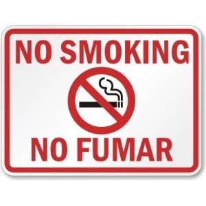  No Smoking No Fumar (red letters) and border Aluminum Sign 