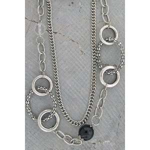  Pack Of 4  Best Quality Silver & Black Link Necklace Set 