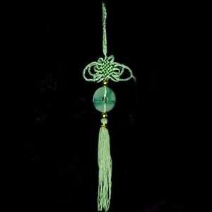  Feng Shui Good Luck Charm with Green Silk Knot and Jade 