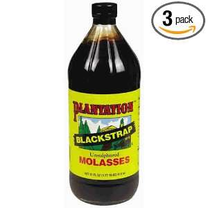 Plantation Blackstrap Molasses, 15 Ounce Glass(Pack of 3):  