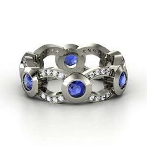  Locked In Band, Platinum Ring with Sapphire & White 