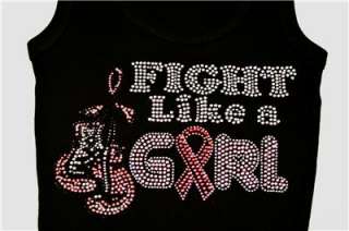 Fight Like a Girl Bling Tank Top T Breast Cancer Sm 3X  