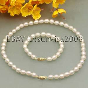 FREE SHIP AA 8 9MM WHITE BLACK CULTURED ELLIPSE PEARL NECKLACE  