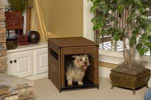 Mr. Herzhers Wicker Pet Residence Dog Crate Dk Brwn SM  