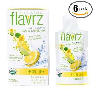 Flavrz Organic Drink Mix Concentrate, Lemon Lime, 6 Count Single Serve 