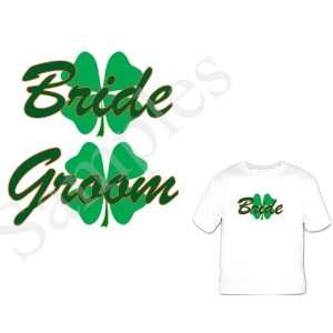 Custom Personalized Bride/ Groom shirts four leaf clover Great Bridal 