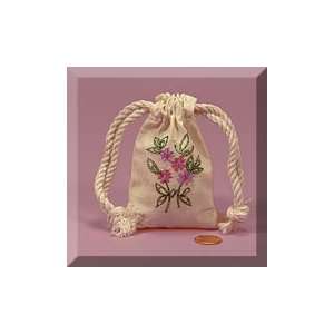   Pink Phlox Mini Embroidered Muslin Pouch