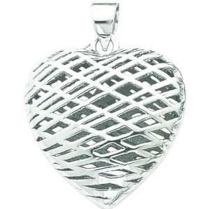  Sterling Silver Puffed Heart Pendant: Jewelry