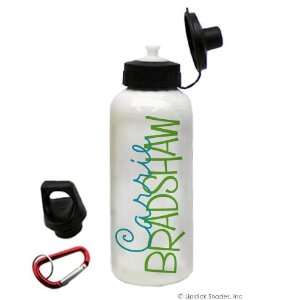   Cursive Font Blue and Green Aluminum Water Bottle: Sports & Outdoors