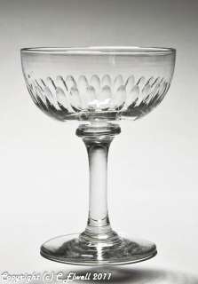 Pair Lens Cut Champagne Glasses   Victorian Period  