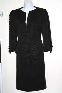 BOB MACKIE COUTURE $4600 RARE MILITARY INSPIRED BLACK SKIRT SUIT 10 12 