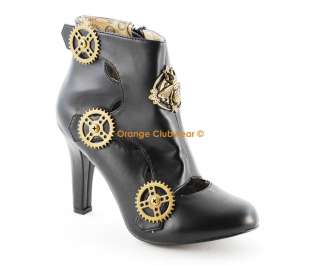 DEMONIA Tesla 12 Womens Steampunk Booties Shoes Heels  
