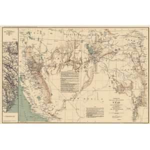  UTAH (UT) TERRITORY & MILITARY WAR DEPARTMENT 1860 MAP 