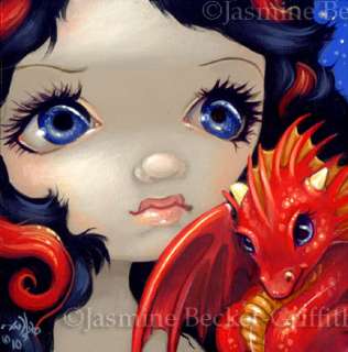   Jasmine Becket Griffith Fantasy Big Eye Dragon SIGNED 6x6 PRINT  