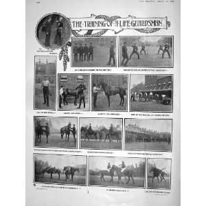  1908 TRAINING LIFE GUARDSMEN HORSES KINGS GUARD WAR