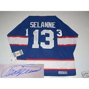  Teemu Selanne Signed Jersey   Winnipeg Jets Vintage Coa 