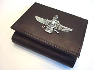 Farvahar Black Leather Wallet Iranian Persia Faravahar  
