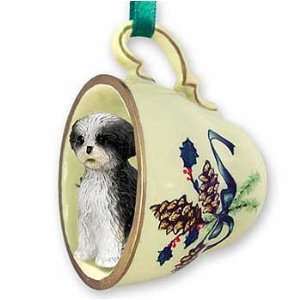  Puppycut BW Shih Tzu Teacup Christmas Ornament: Home 