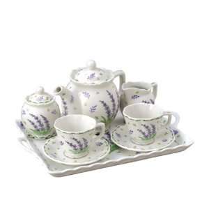  Tea Coffee Set with Serving Tray Lavender Design