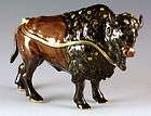 new large brown black bison bull buffalo swarovski crystals jeweled 