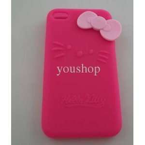   Silicone iPhone 4 Case Dark Pink with Light Pink Bow: Everything Else